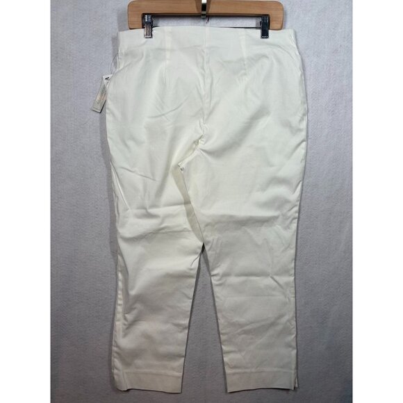 Talbots Petite Women's White Pants Slimming Flat Front Stretch Size 12P New NWT - Picture 2 of 9